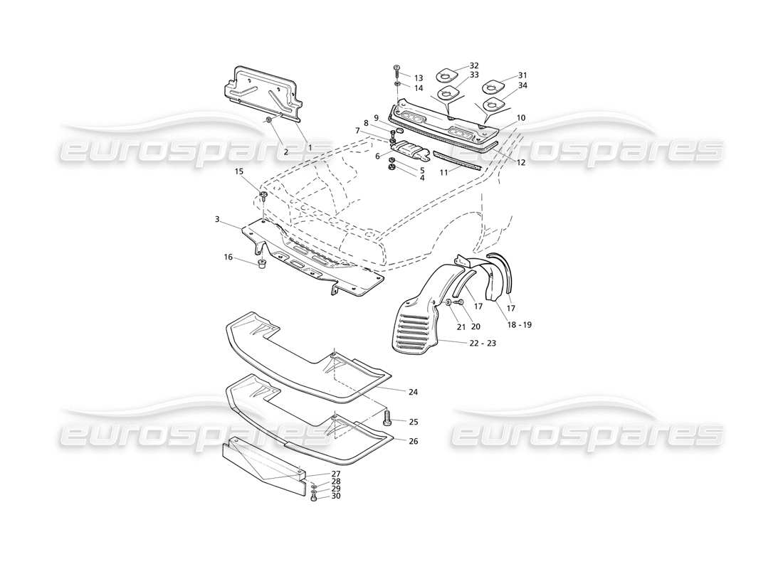 Maserati QTP V8 Evoluzione Engine Bay: Carters Part Diagram