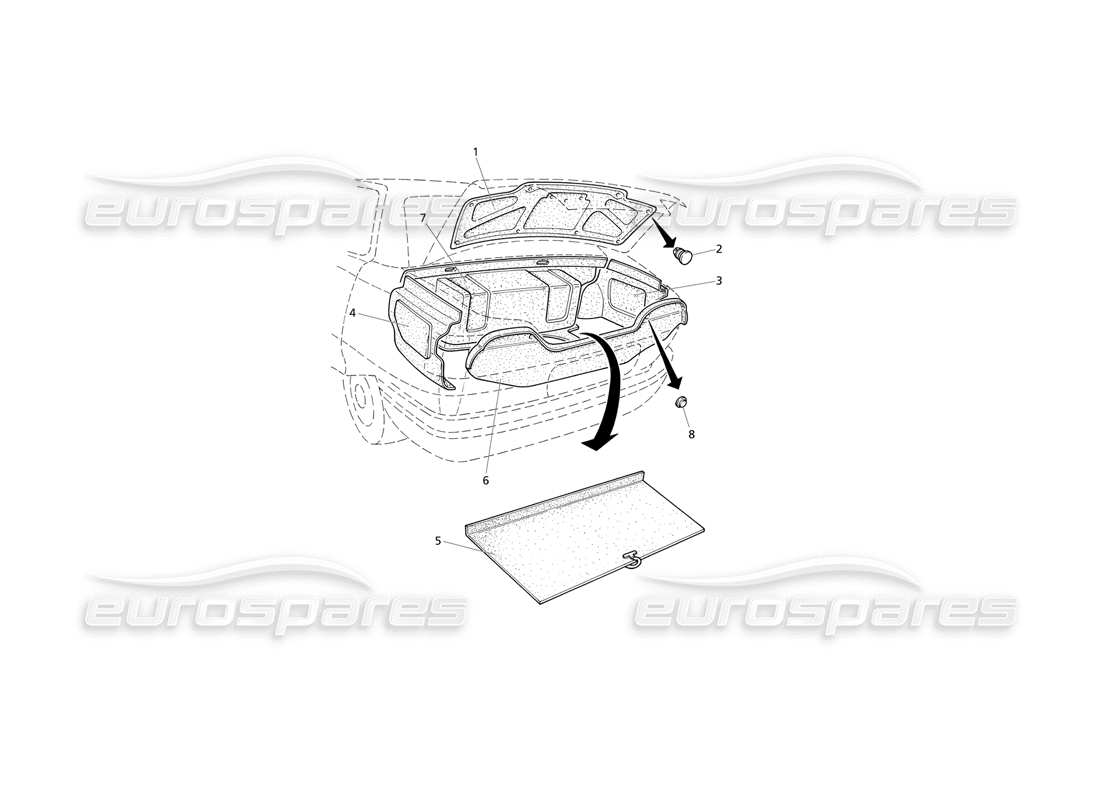 Maserati QTP V8 Evoluzione Boot: Carpets Part Diagram