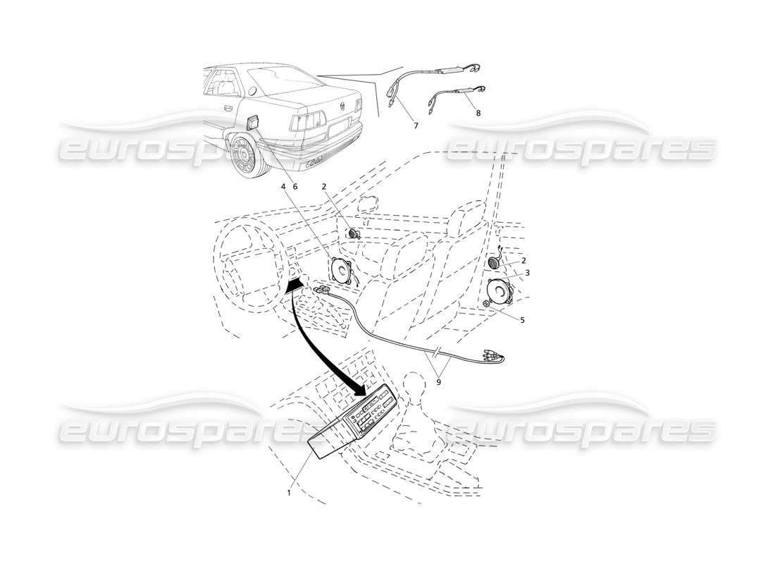 Maserati QTP V8 Evoluzione Sound Systems Part Diagram