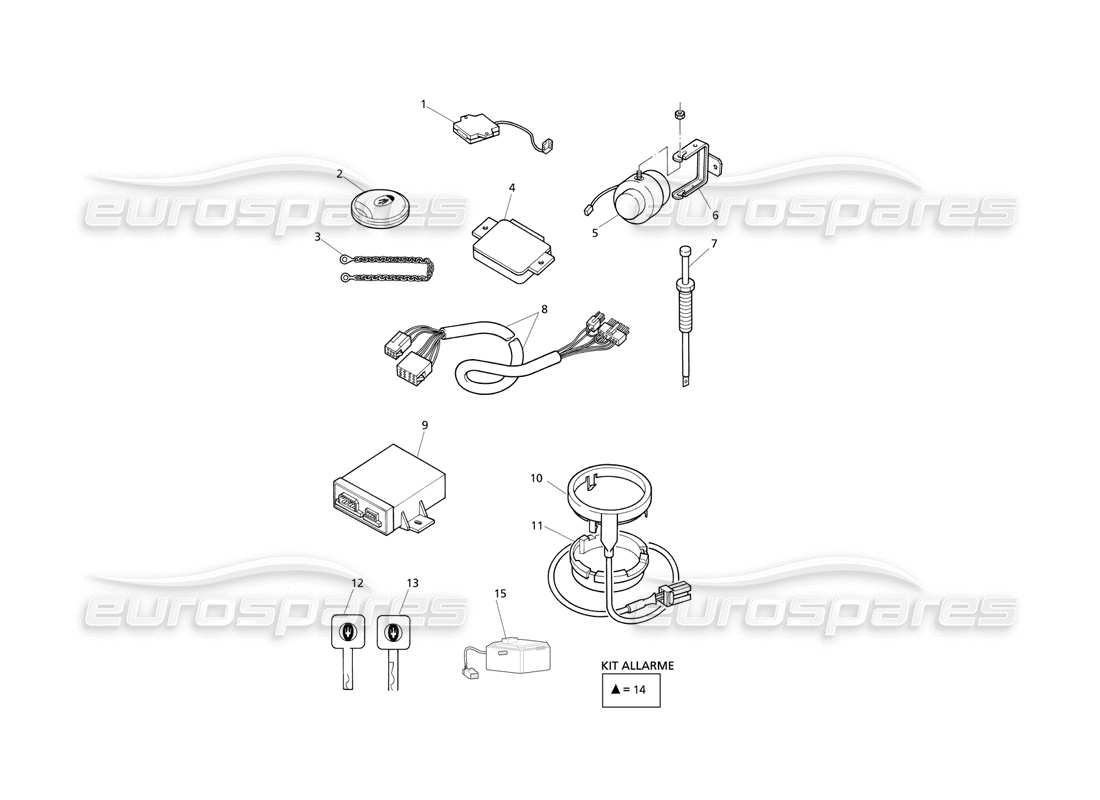 Maserati QTP V8 Evoluzione Anti Theft Systems Part Diagram
