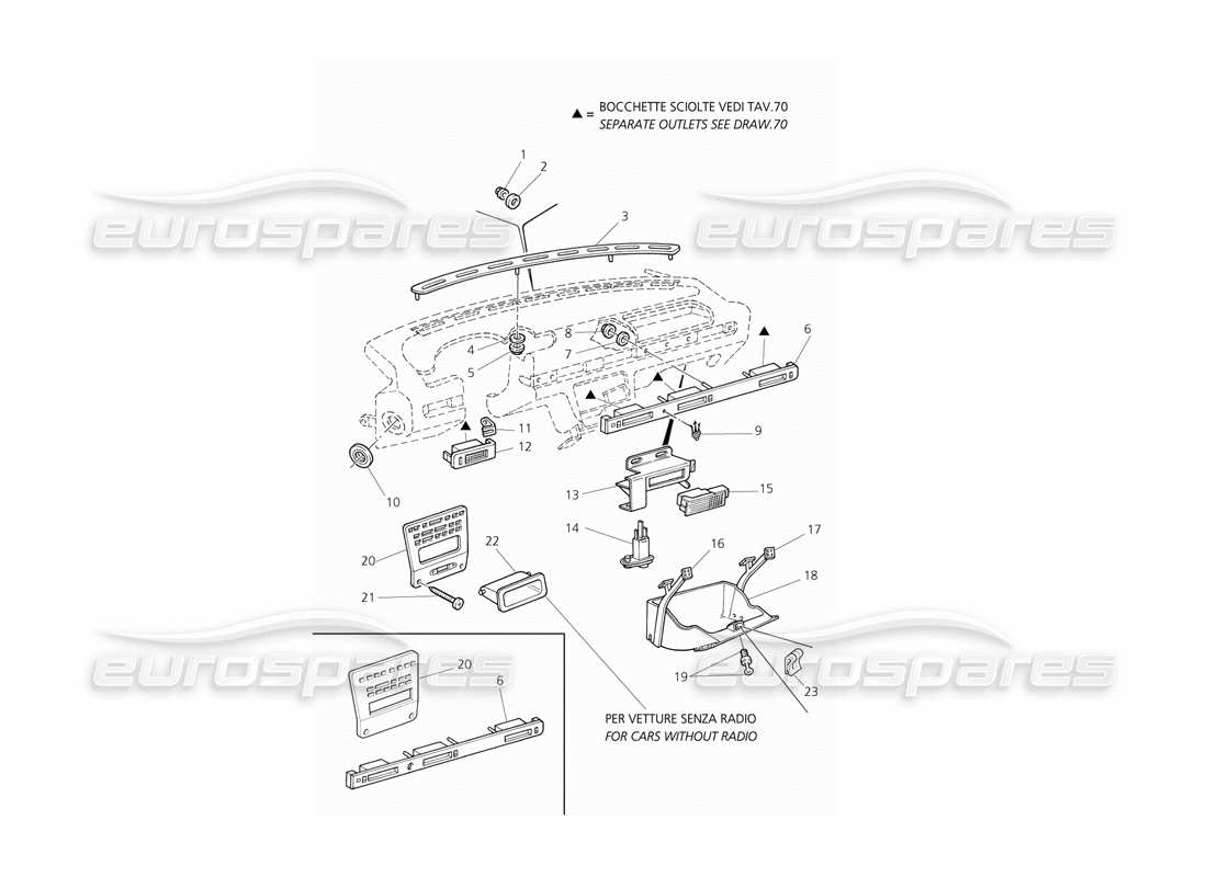 Maserati QTP V8 Evoluzione Dashboard: Components Part Diagram