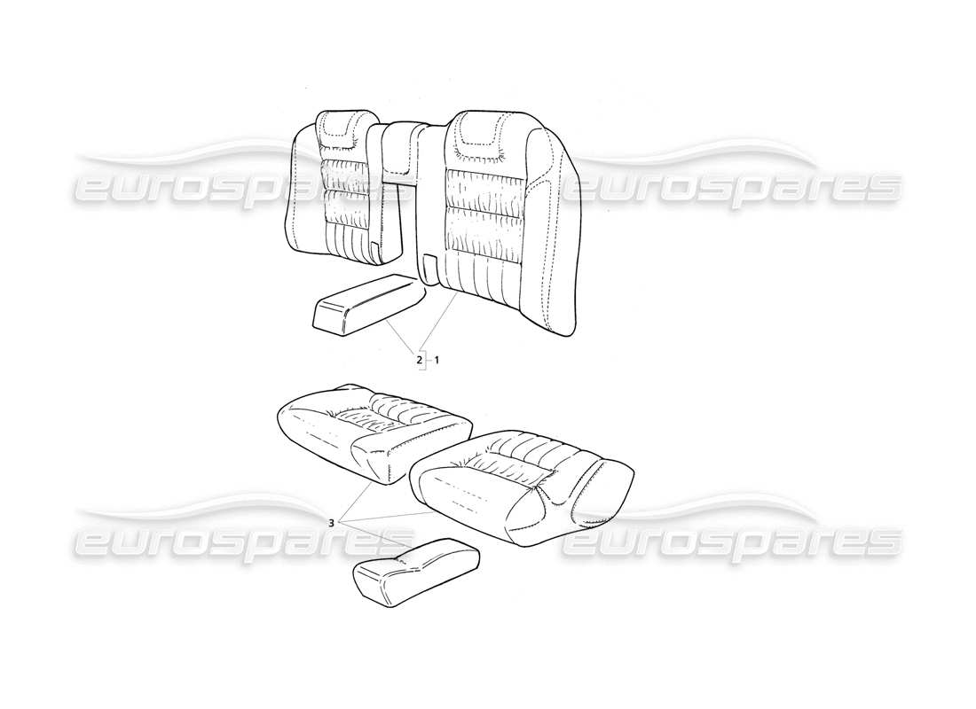 Maserati QTP V8 Evoluzione Rear Seat Upholstery Part Diagram