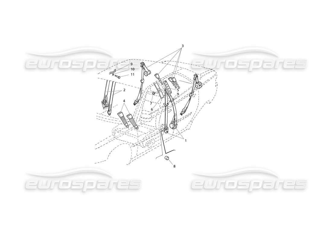 Maserati QTP V8 Evoluzione Seat Belts Part Diagram