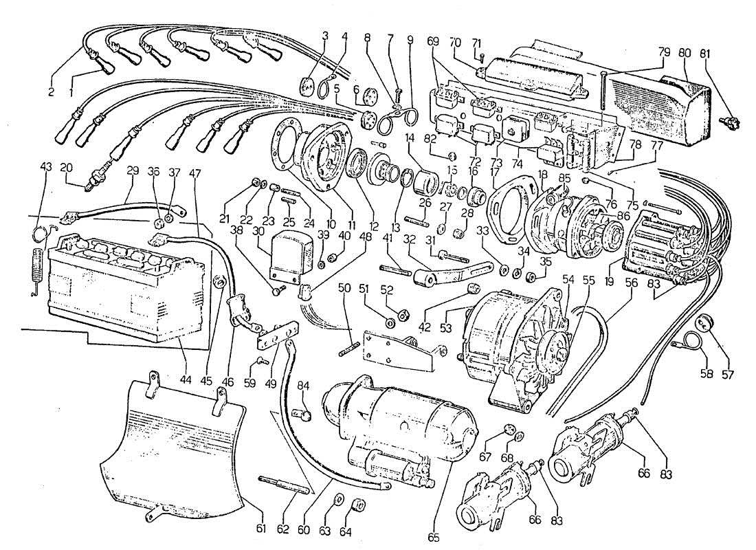Lamborghini Jarama Electrical system Part Diagram
