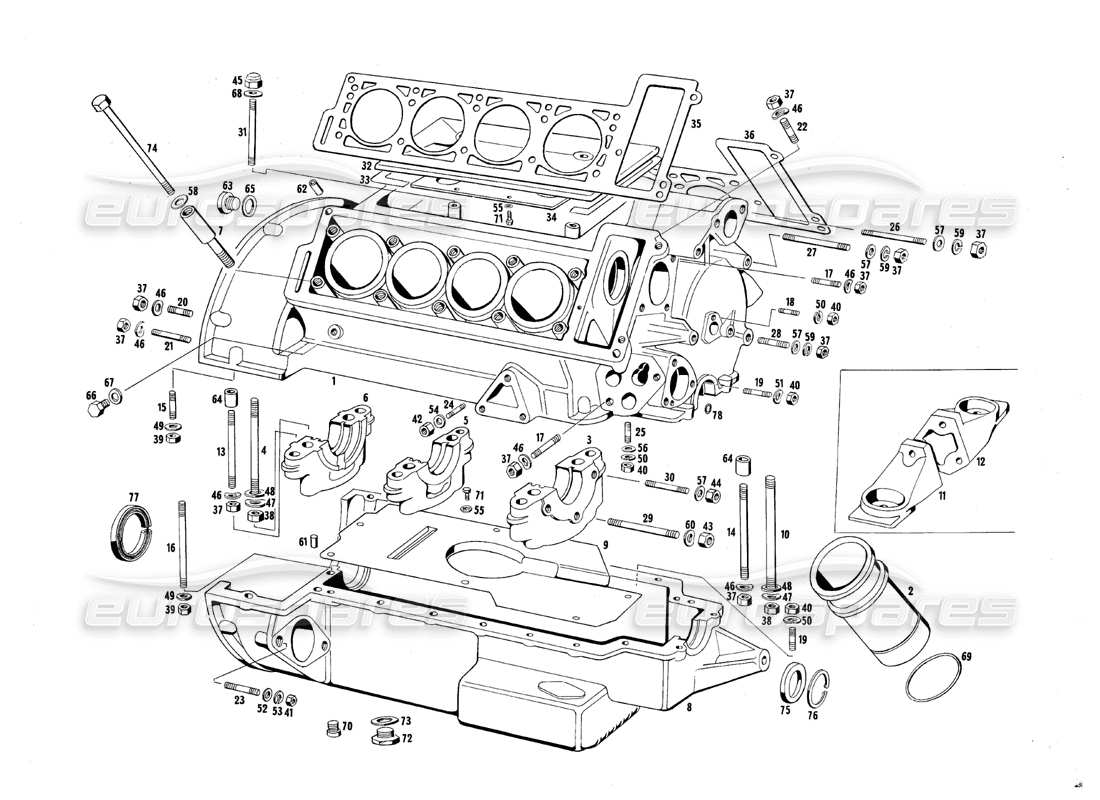 Maserati Mexico engine housing Part Diagram