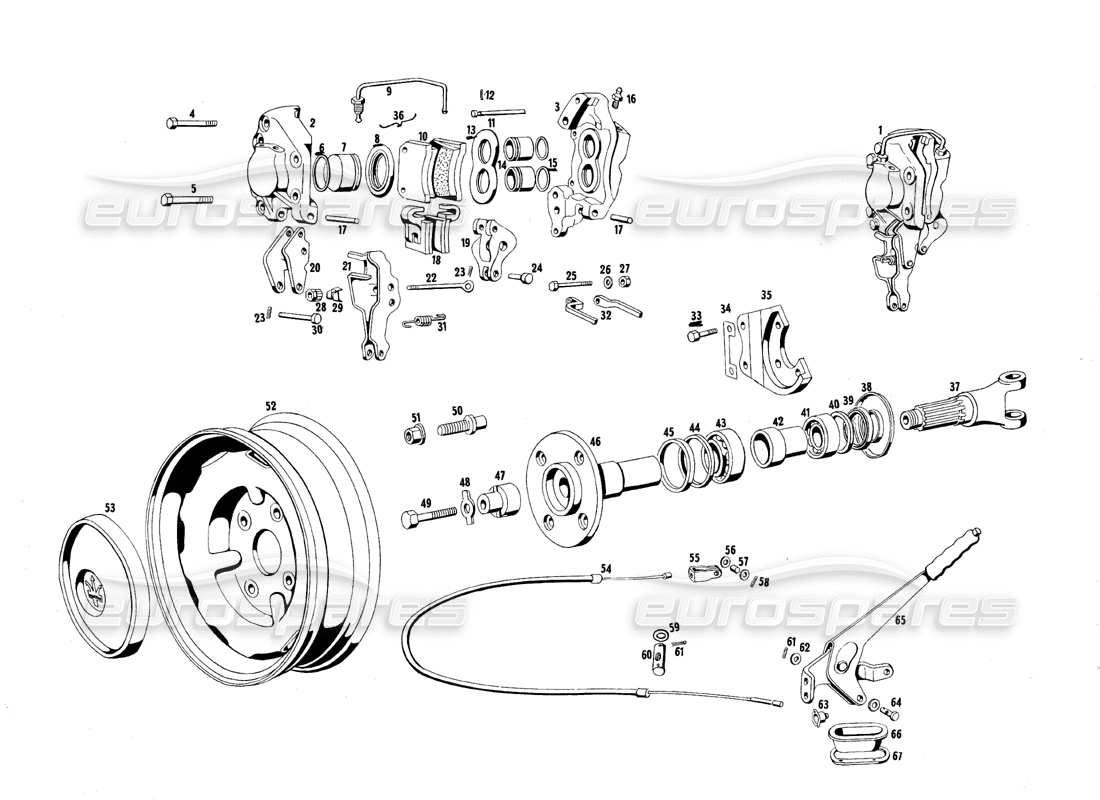 Maserati Mexico Rear Wheels and Brakes Part Diagram