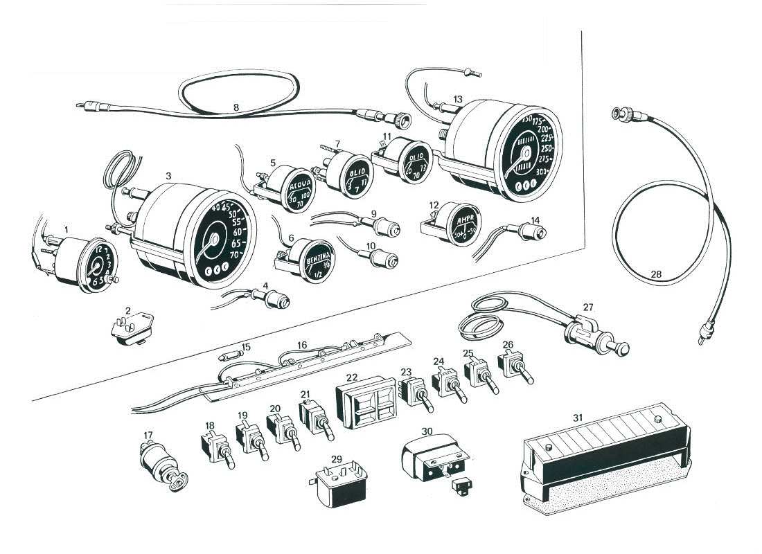 Maserati Mexico dashboard instruments Part Diagram