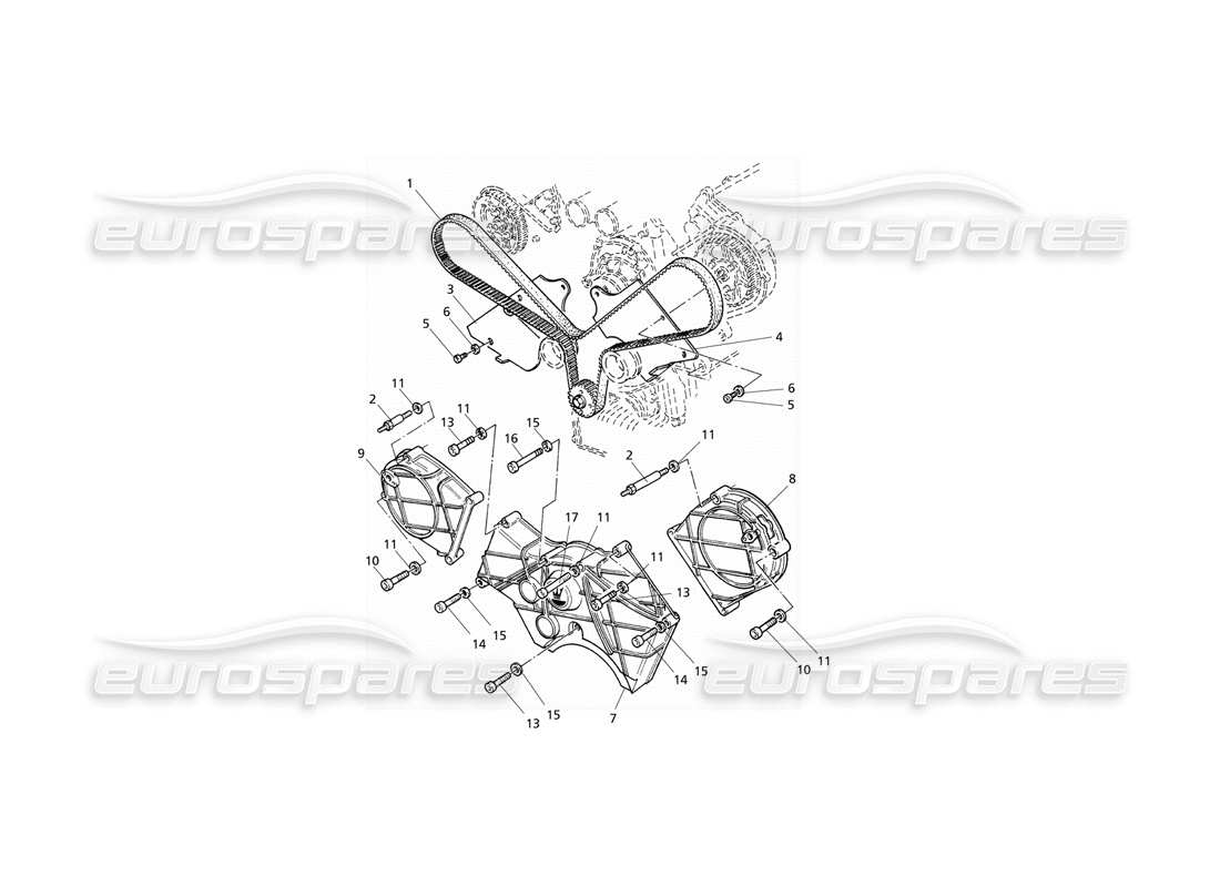 Maserati QTP V6 Evoluzione timing command and covers Part Diagram