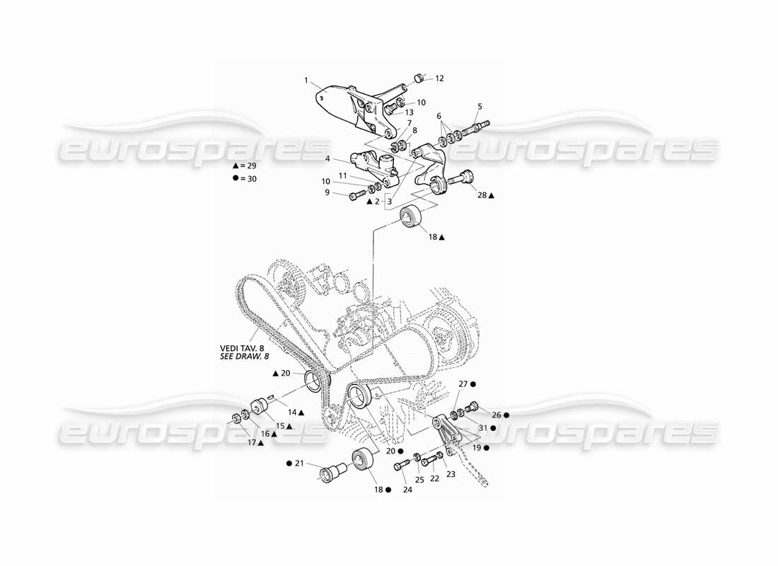 Maserati QTP V6 Evoluzione timing control Part Diagram
