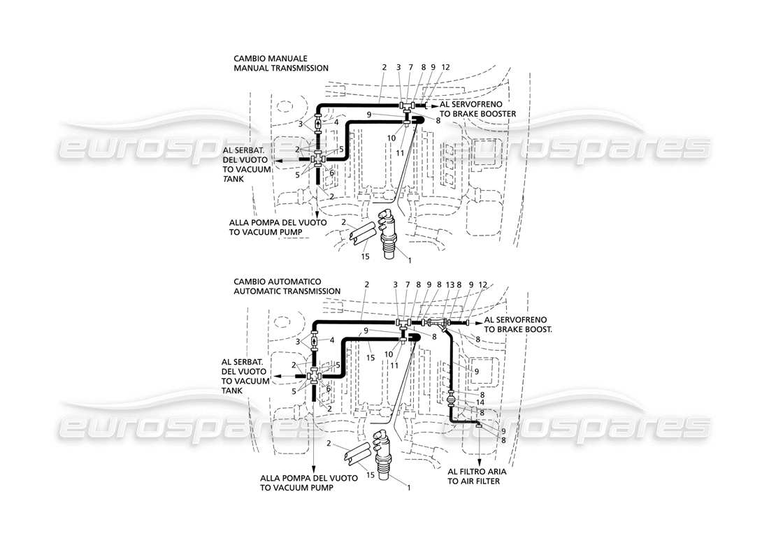Maserati QTP V6 Evoluzione VACUUM SYSTEM Part Diagram