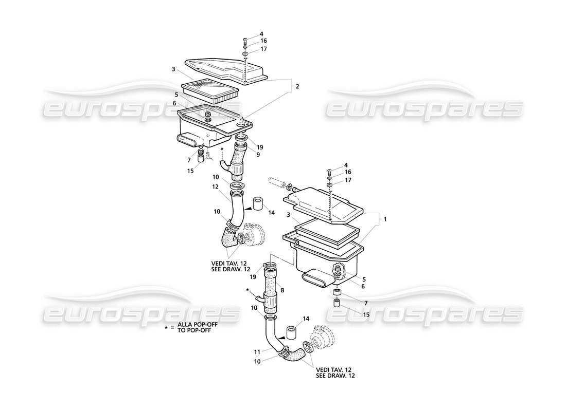 Maserati QTP V6 Evoluzione Air Filter and Ducts Part Diagram