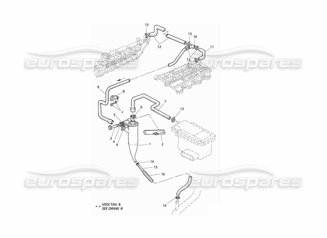 Maserati QTP V6 Evoluzione Oil Vapour Recovery Part Diagram