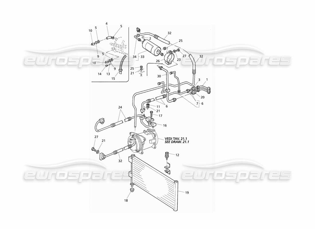 Maserati QTP V6 Evoluzione air conditioning system Part Diagram