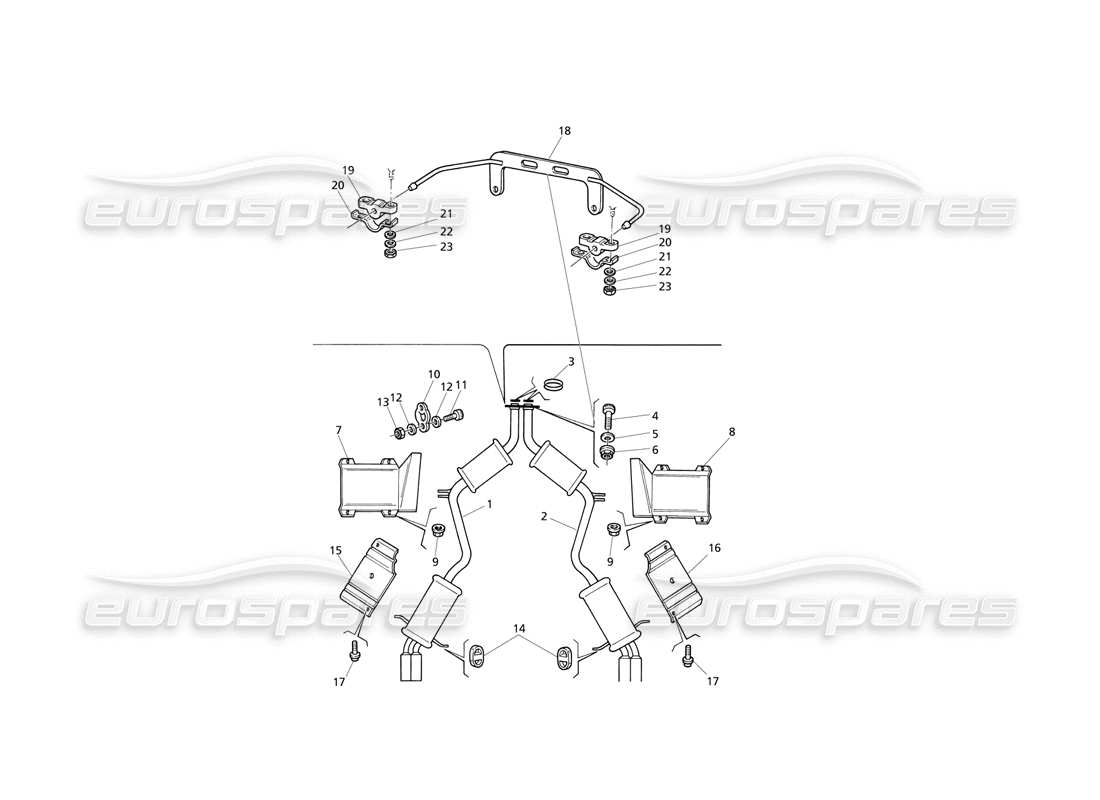 Maserati QTP V6 Evoluzione Rear Exhaust System Part Diagram