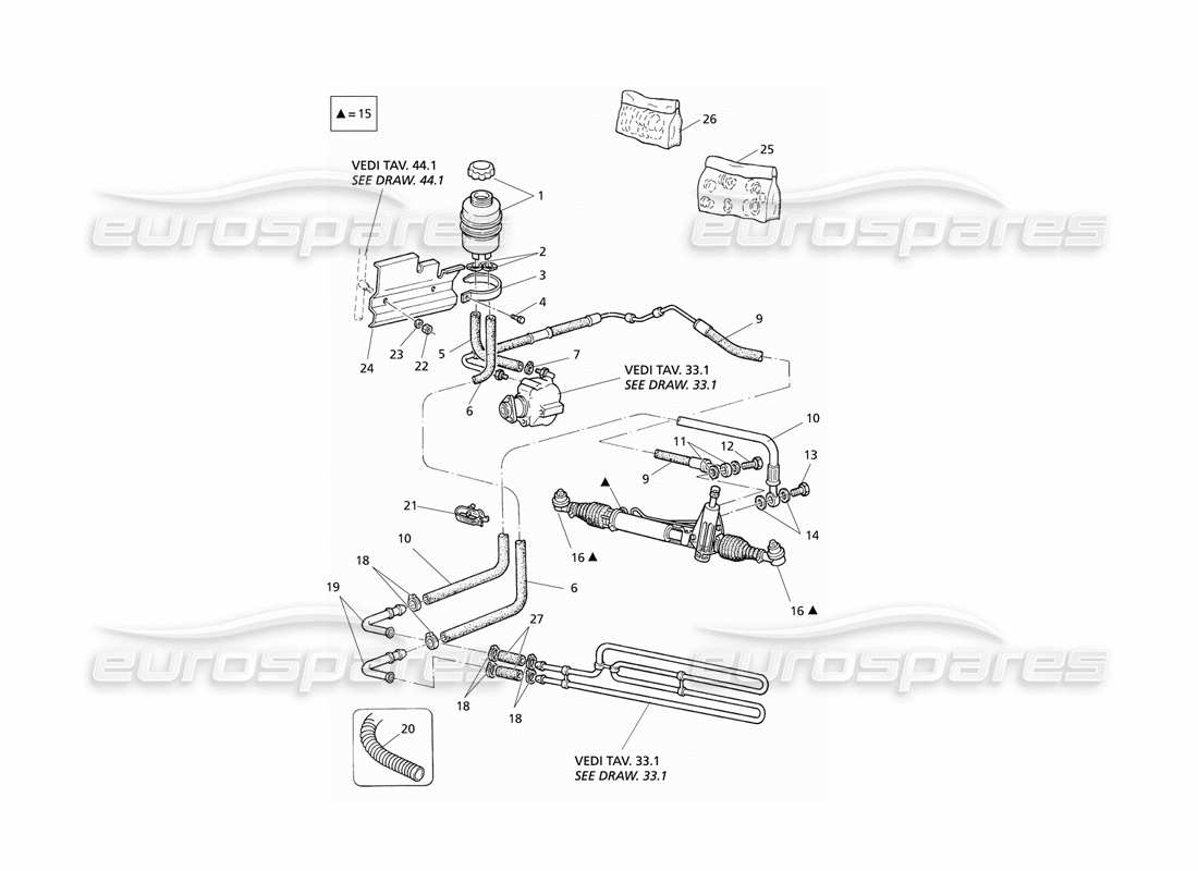 Maserati QTP V6 Evoluzione Power Steering System Part Diagram