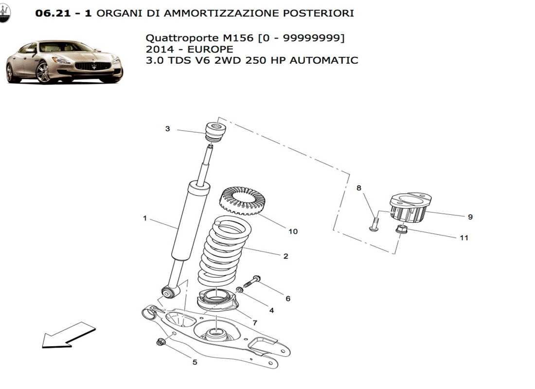 Maserati QTP. V6 3.0 TDS 250bhp 2014 rear shock absorber devices Part Diagram