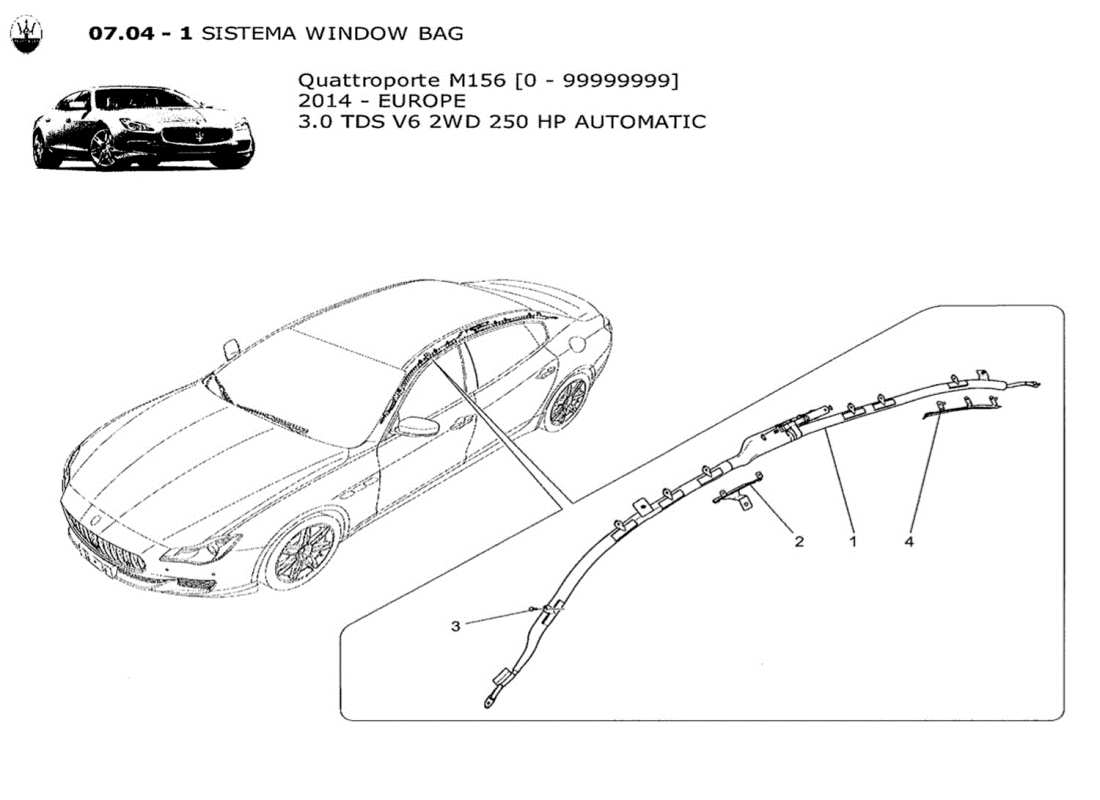 Maserati QTP. V6 3.0 TDS 250bhp 2014 WINDOW BAG SYSTEM Part Diagram