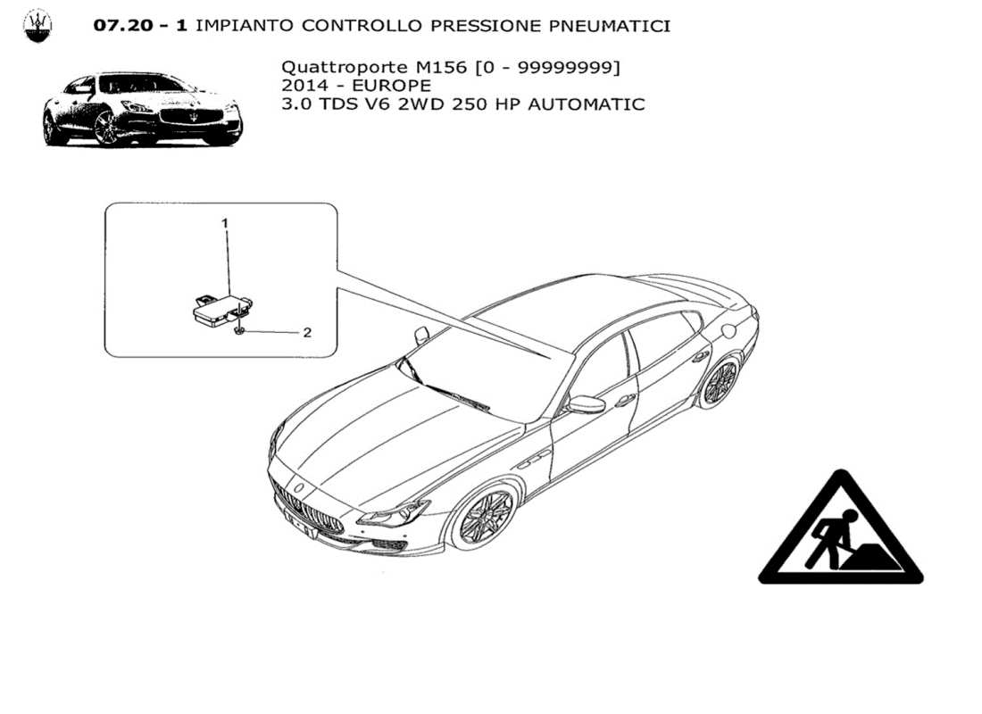 Maserati QTP. V6 3.0 TDS 250bhp 2014 TYRE PRESSURE MONITORING SYSTEM Part Diagram