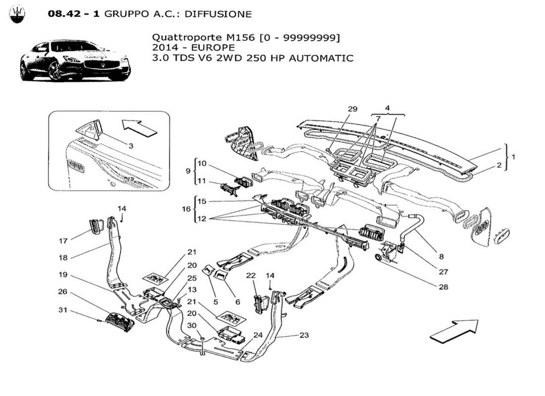 Maserati QTP. V6 3.0 TDS 250bhp 2014 A c Unit: Diffusion Part Diagram