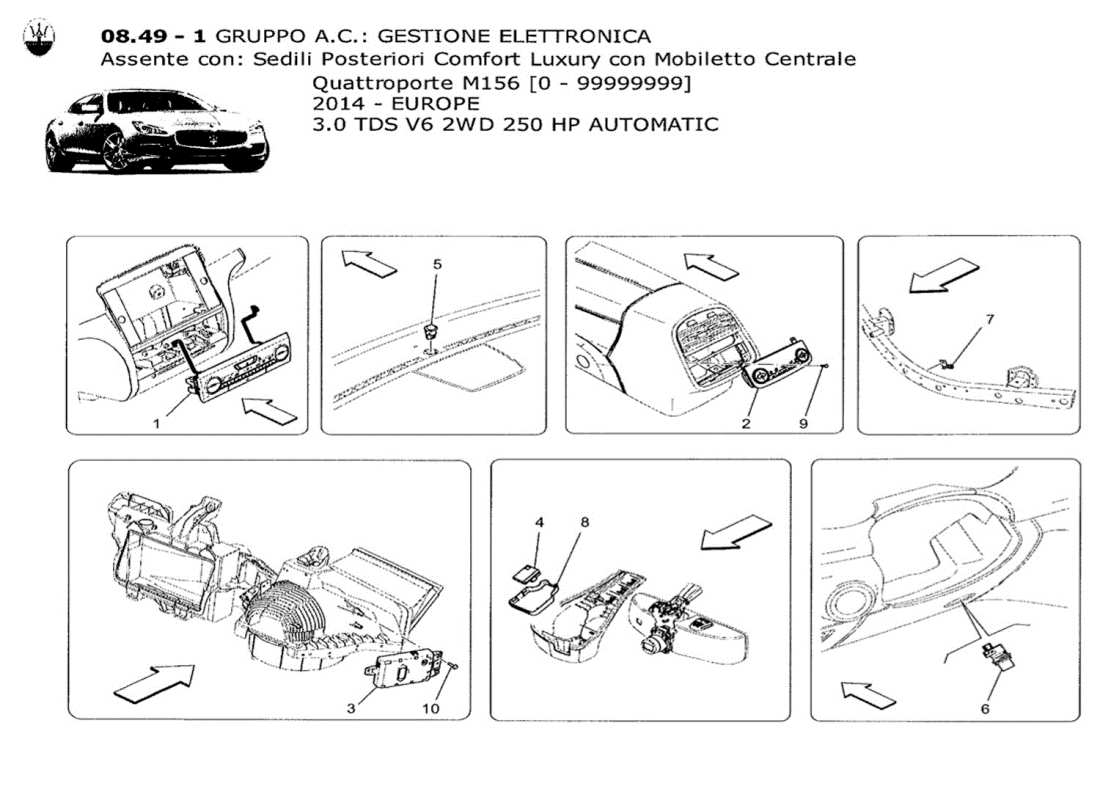 Maserati QTP. V6 3.0 TDS 250bhp 2014 A c Unit: Electronic Control Part Diagram