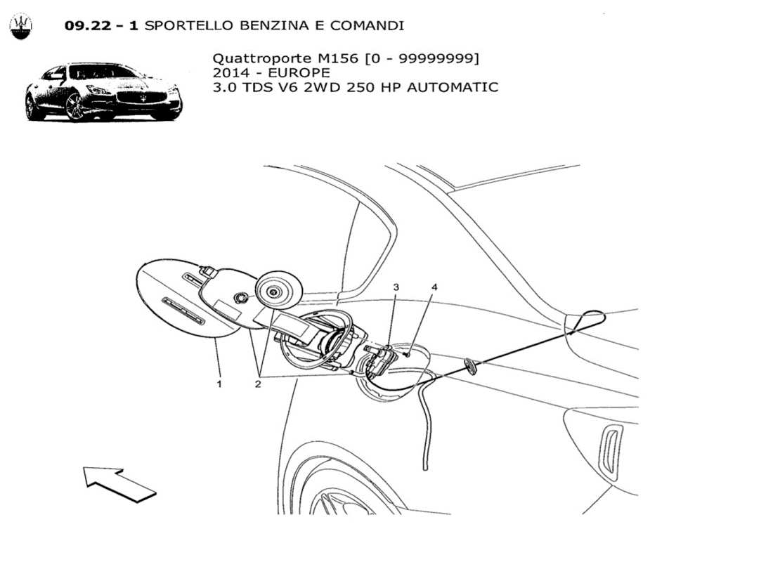 Maserati QTP. V6 3.0 TDS 250bhp 2014 FUEL TANK DOOR AND CONTROLS Part Diagram