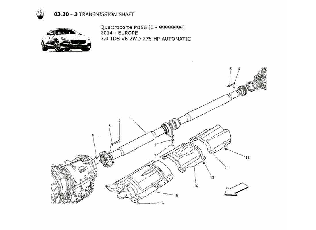Maserati QTP. V6 3.0 TDS 275bhp 2014 transmission shaft Part Diagram