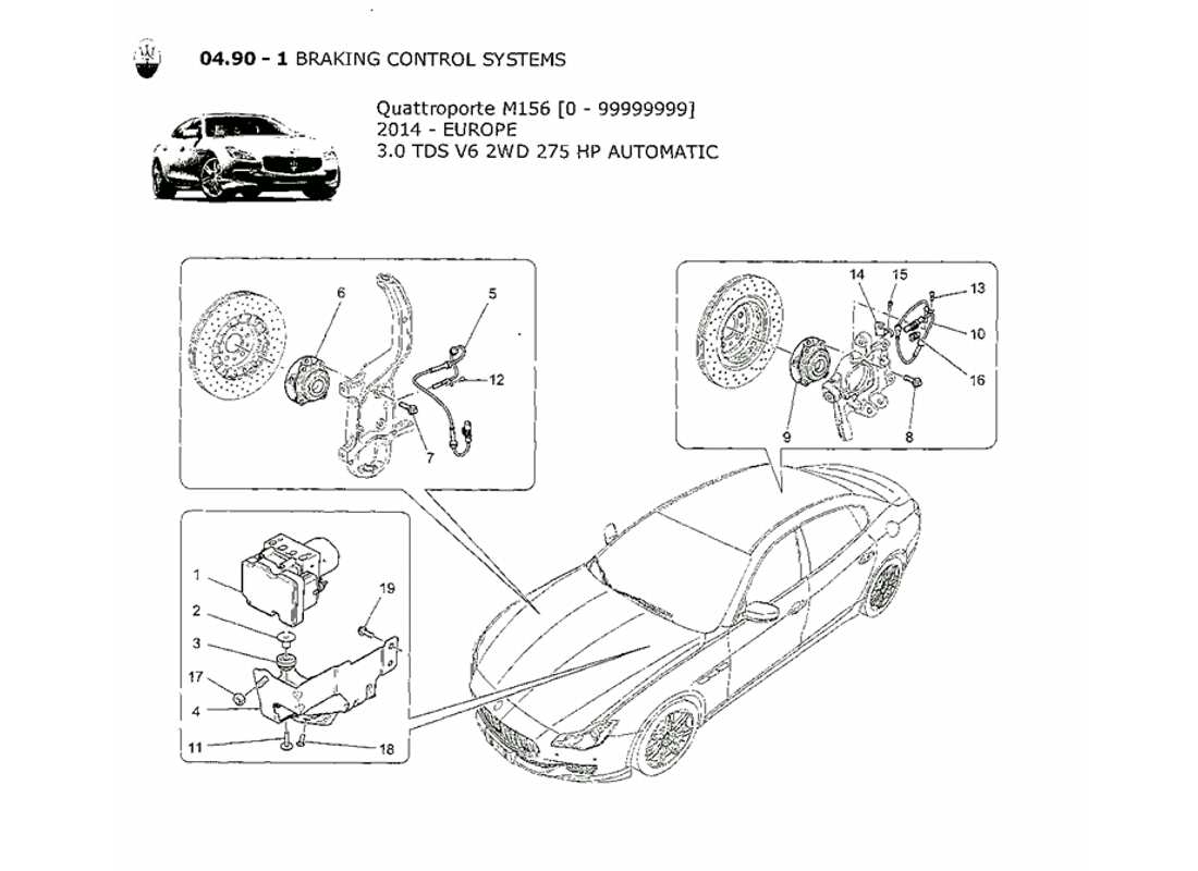 Maserati QTP. V6 3.0 TDS 275bhp 2014 braking control systems Part Diagram
