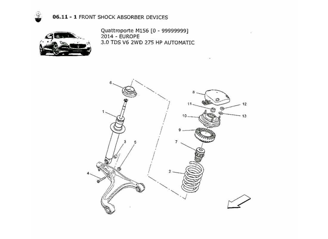 Maserati QTP. V6 3.0 TDS 275bhp 2014 front shock absorber devices Part Diagram