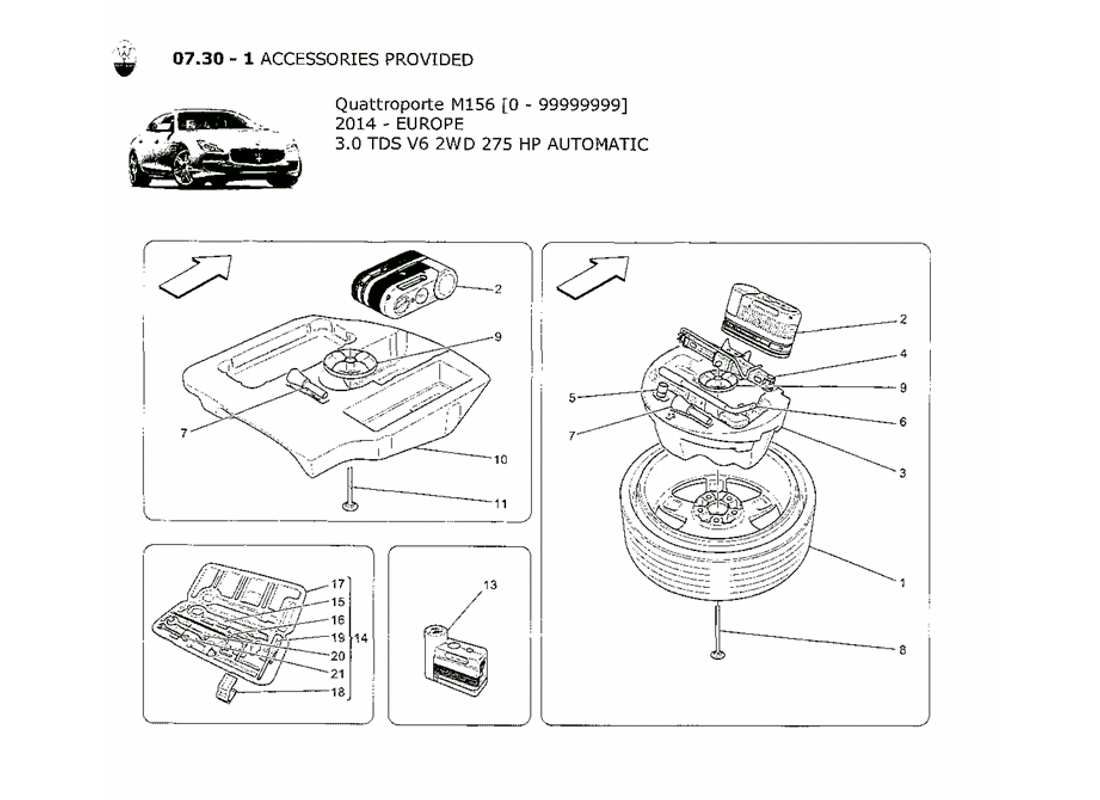 Maserati QTP. V6 3.0 TDS 275bhp 2014 Accessories Provided Part Diagram
