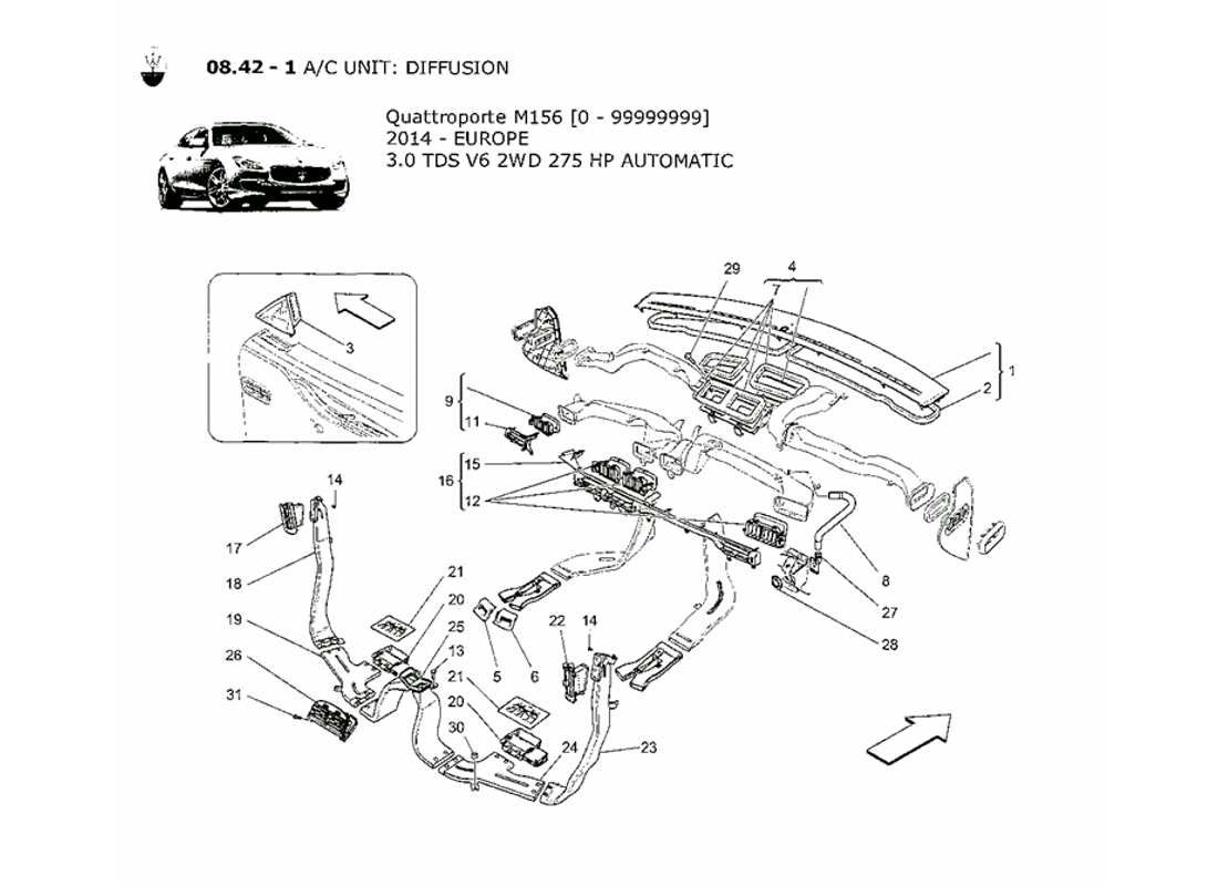 Maserati QTP. V6 3.0 TDS 275bhp 2014 A c Unit: Diffusion Part Diagram