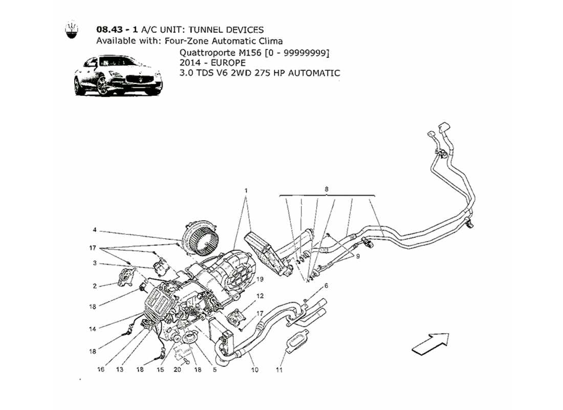 Maserati QTP. V6 3.0 TDS 275bhp 2014 A c Unit: Tunnel Devices Part Diagram