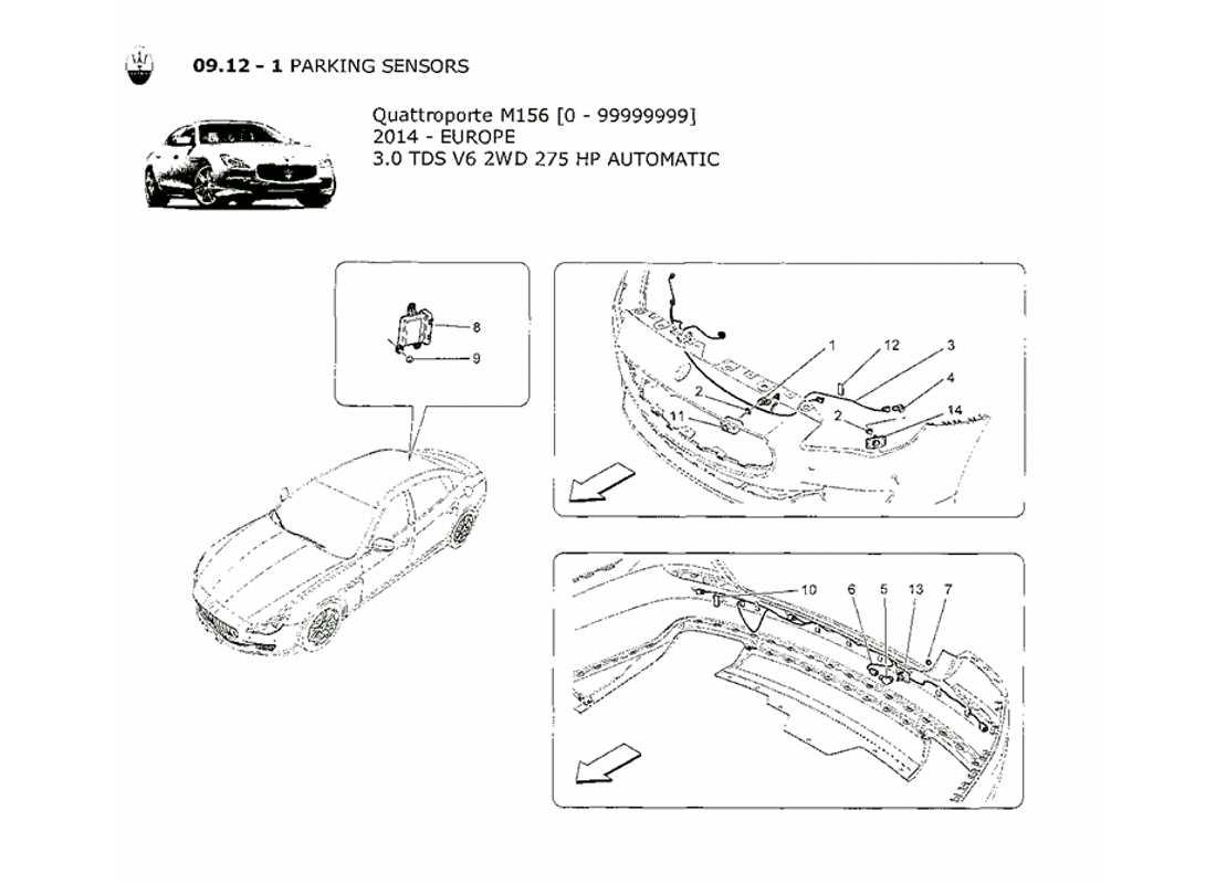 Maserati QTP. V6 3.0 TDS 275bhp 2014 parking sensors Part Diagram