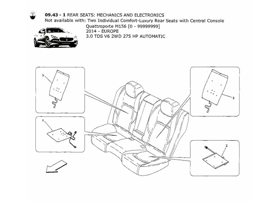 Maserati QTP. V6 3.0 TDS 275bhp 2014 rear seats: mechanics and electronics Part Diagram