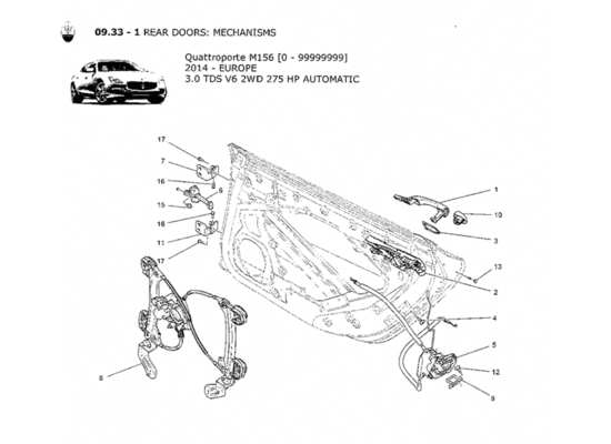 a part diagram from the Maserati QTP. V6 3.0 TDS 275bhp 2014 parts catalogue