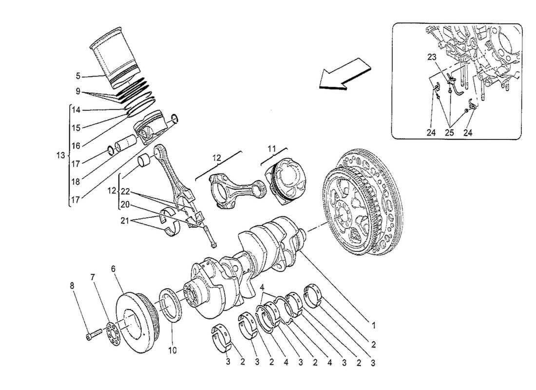 Maserati QTP. V8 3.8 530bhp 2014 crank mechanism Part Diagram