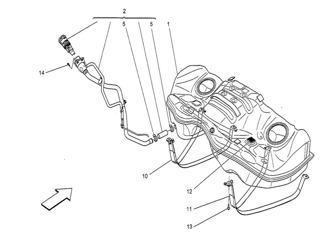 Maserati QTP. V8 3.8 530bhp 2014 FUEL TANK Parts Diagram