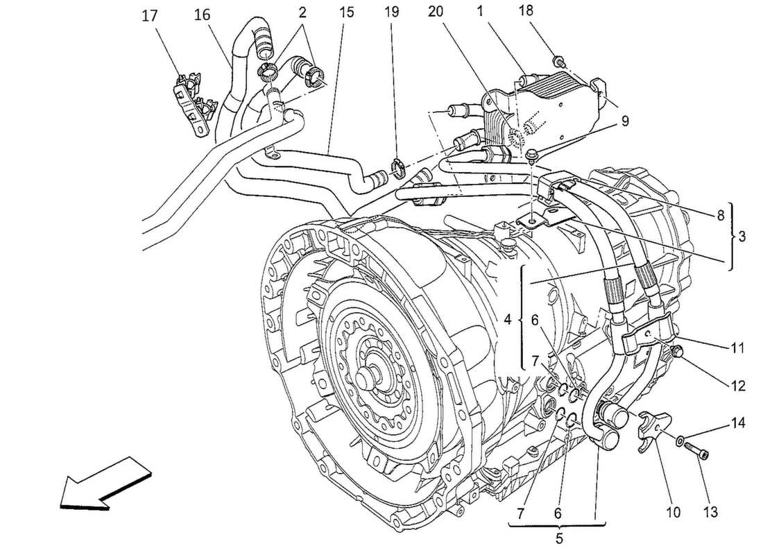 Maserati QTP. V8 3.8 530bhp 2014 lubrication and gearbox oil cooling Parts Diagram