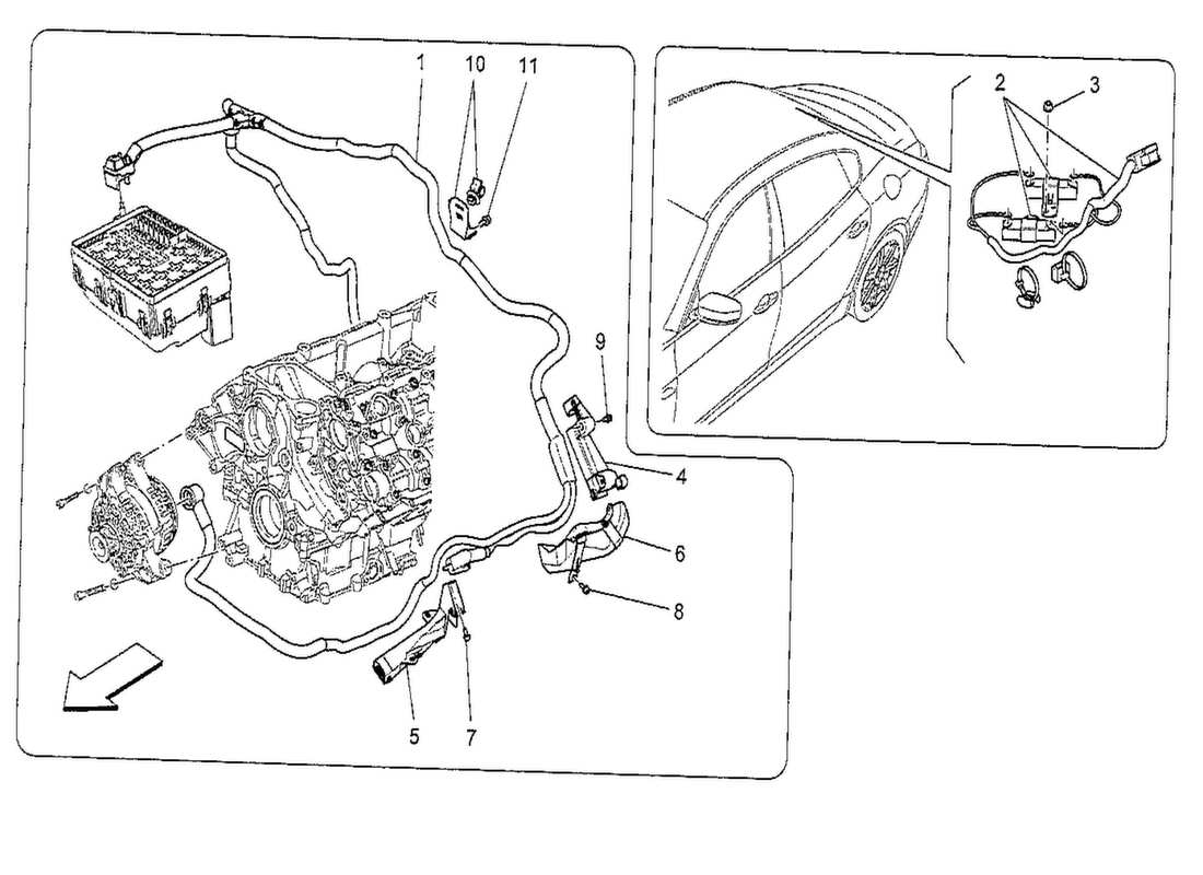 Maserati QTP. V8 3.8 530bhp 2014 main wiring Parts Diagram