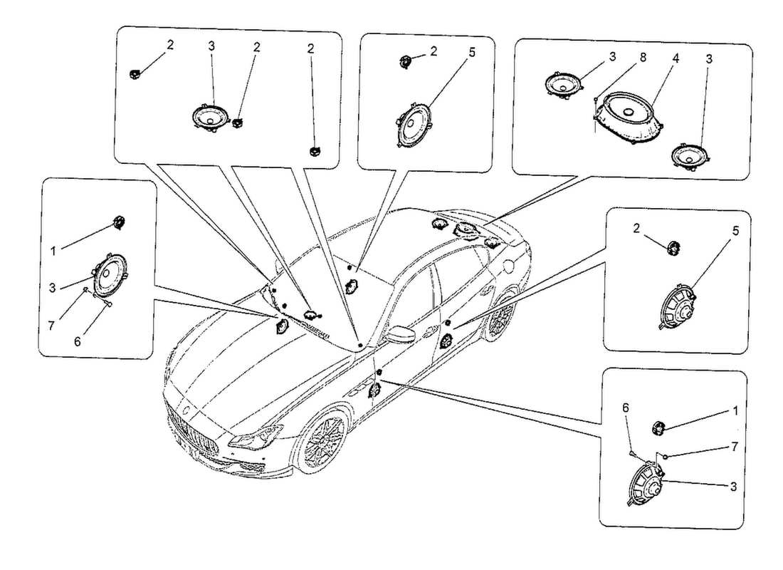 Maserati QTP. V8 3.8 530bhp 2014 SOUND DIFUSION SYSTEM Parts Diagram