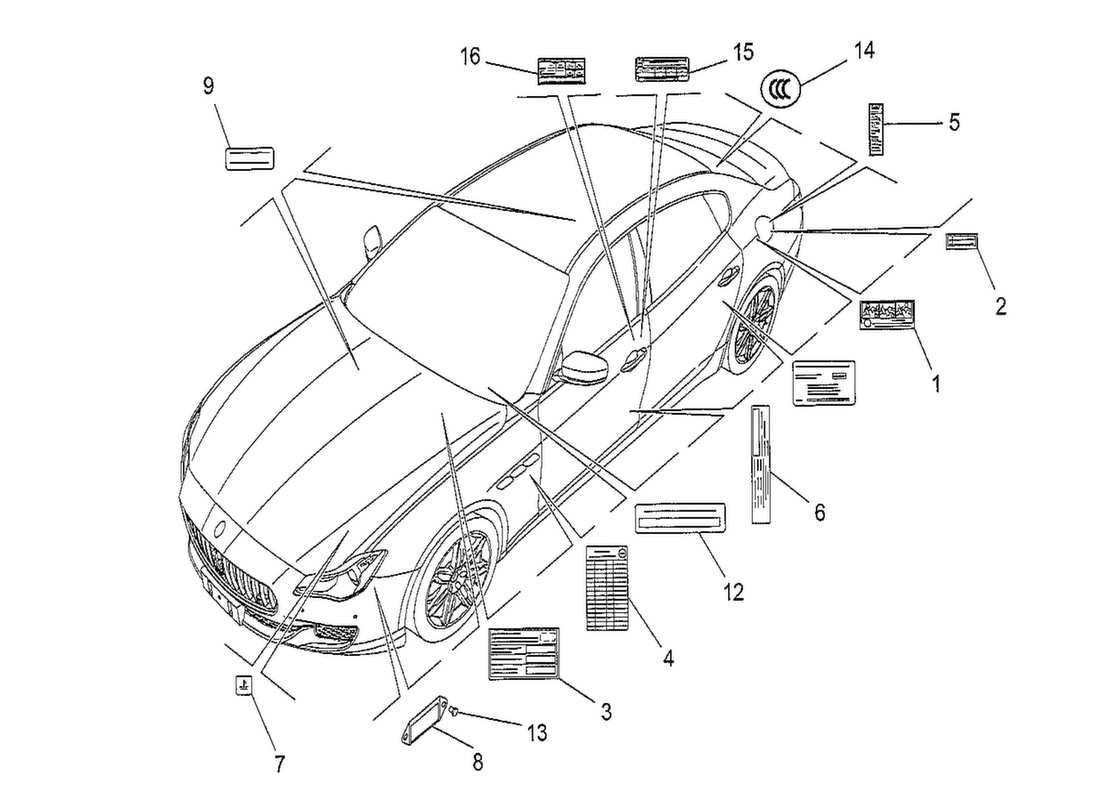 Maserati QTP. V8 3.8 530bhp 2014 STICKERS AND LABELS Part Diagram