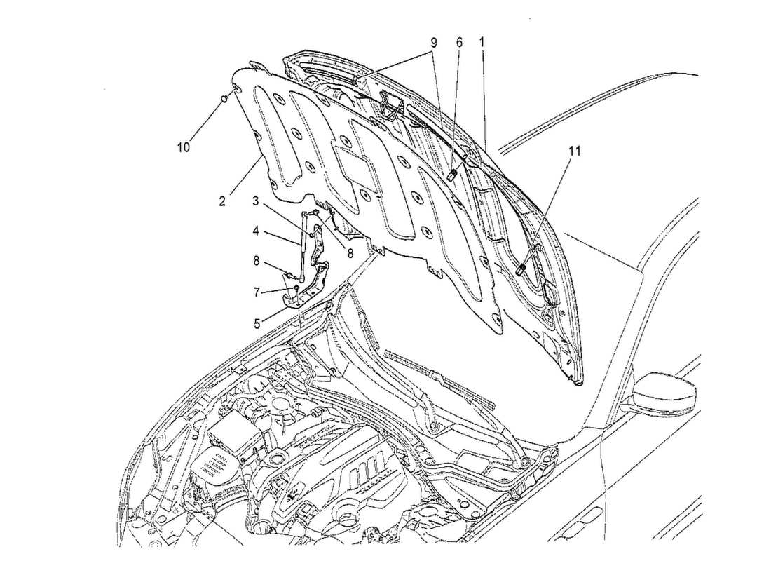 Maserati QTP. V8 3.8 530bhp 2014 front lid Parts Diagram