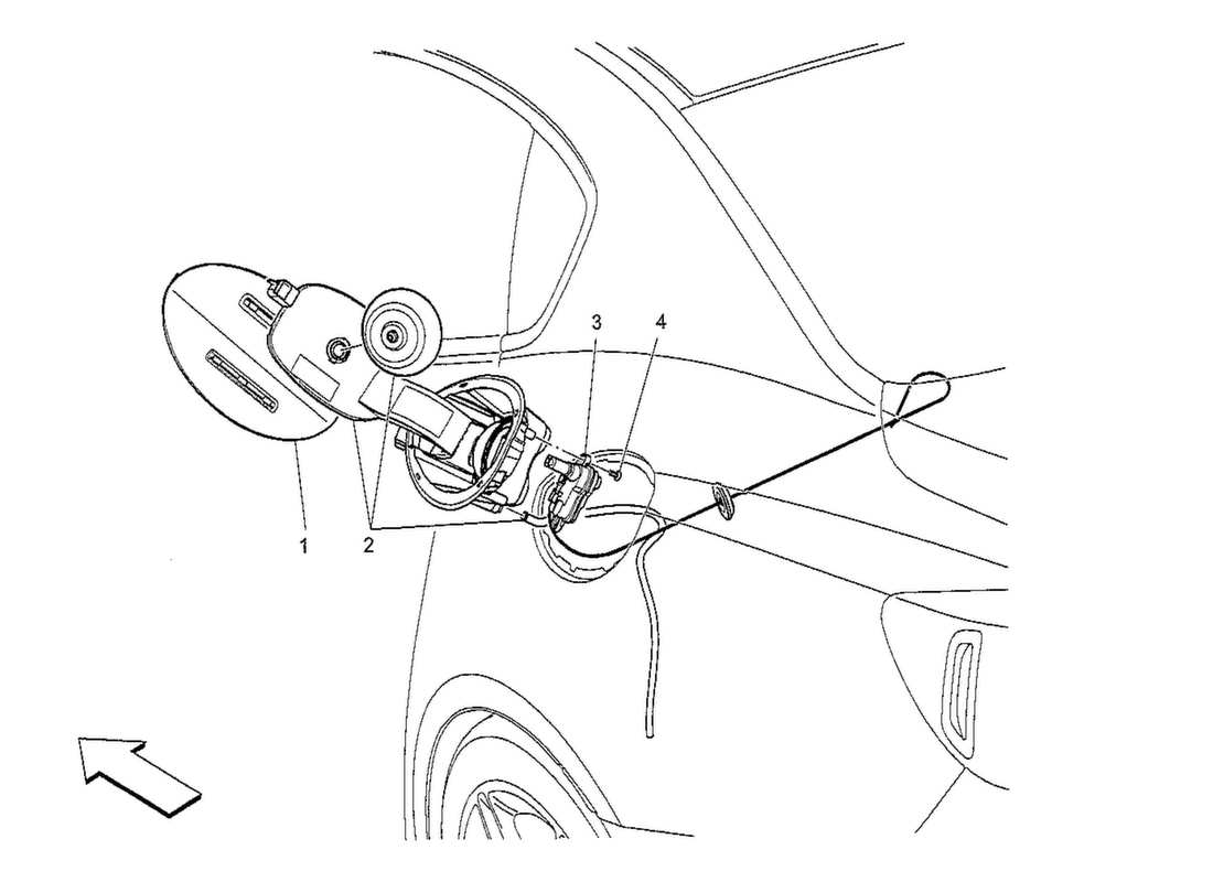 Maserati QTP. V8 3.8 530bhp 2014 FUEL TANK DOOR AND CONTROLS Part Diagram
