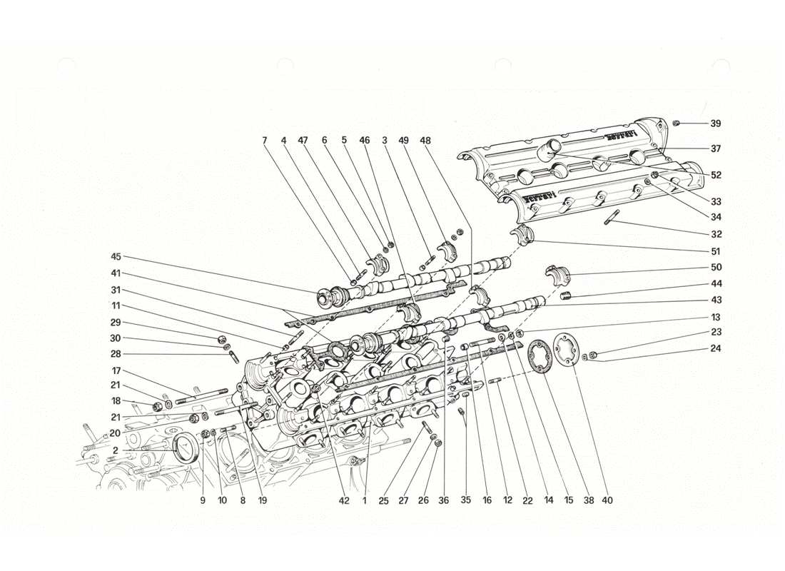 Ferrari 208 GTB GTS Cylinder Head (Left) Parts Diagram