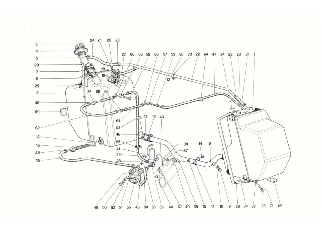 Ferrari 208 GTB GTS fuel system Parts Diagram