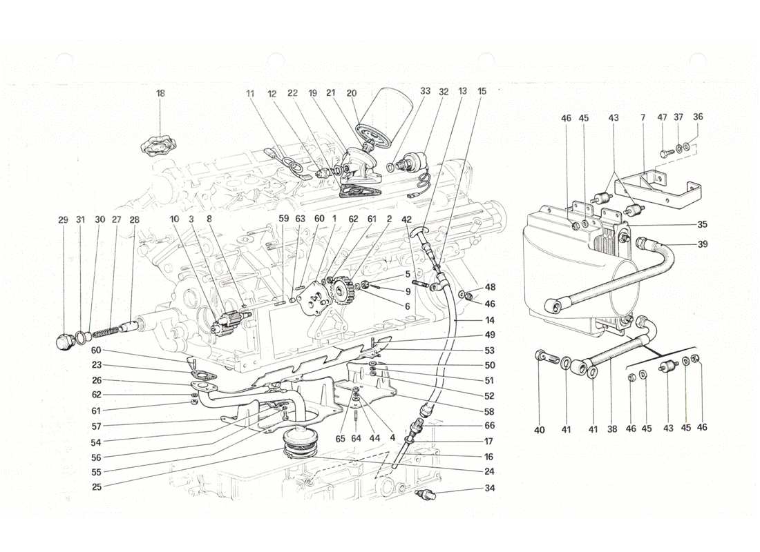 Ferrari 208 GTB GTS Lubrification system Parts Diagram