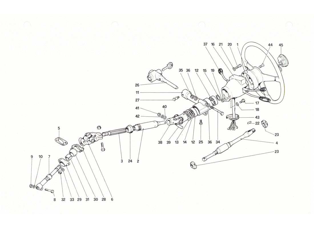 Ferrari 208 GTB GTS Steering Column Parts Diagram