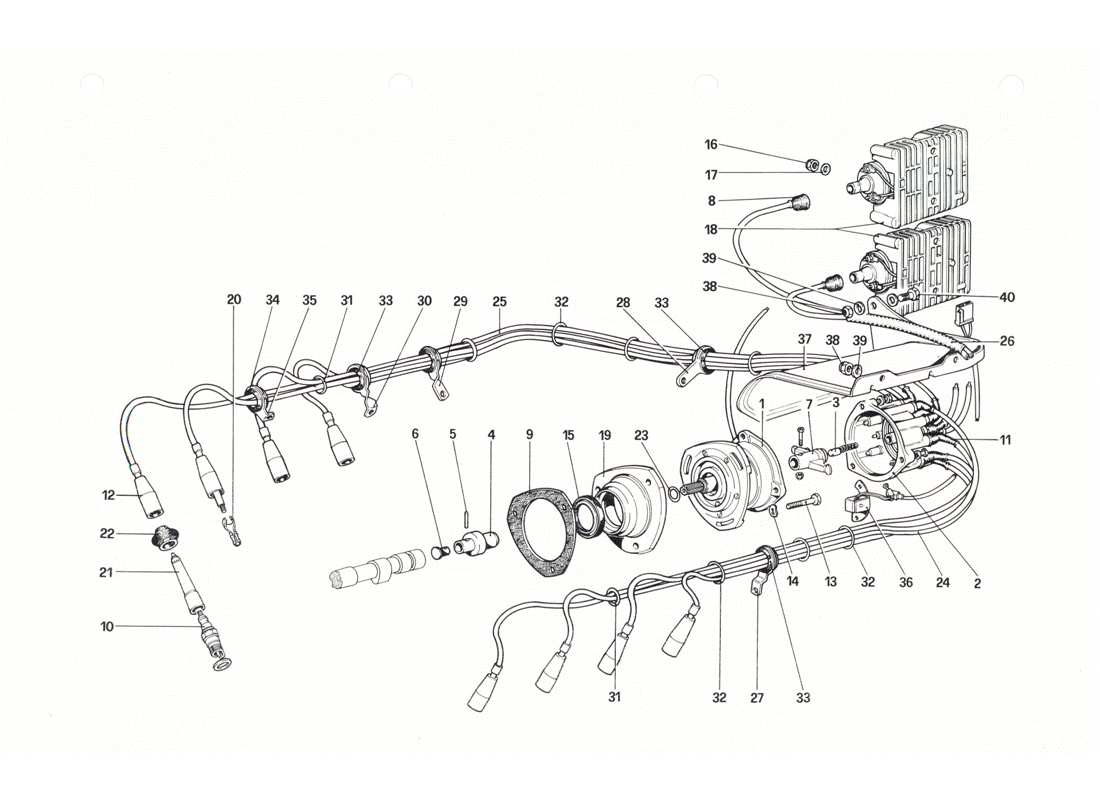 Ferrari 208 GTB GTS engine ignition Part Diagram