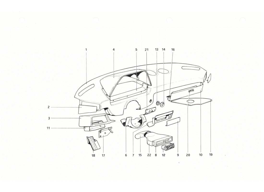 Ferrari 208 GTB GTS INSTRUMENT PANEL Part Diagram