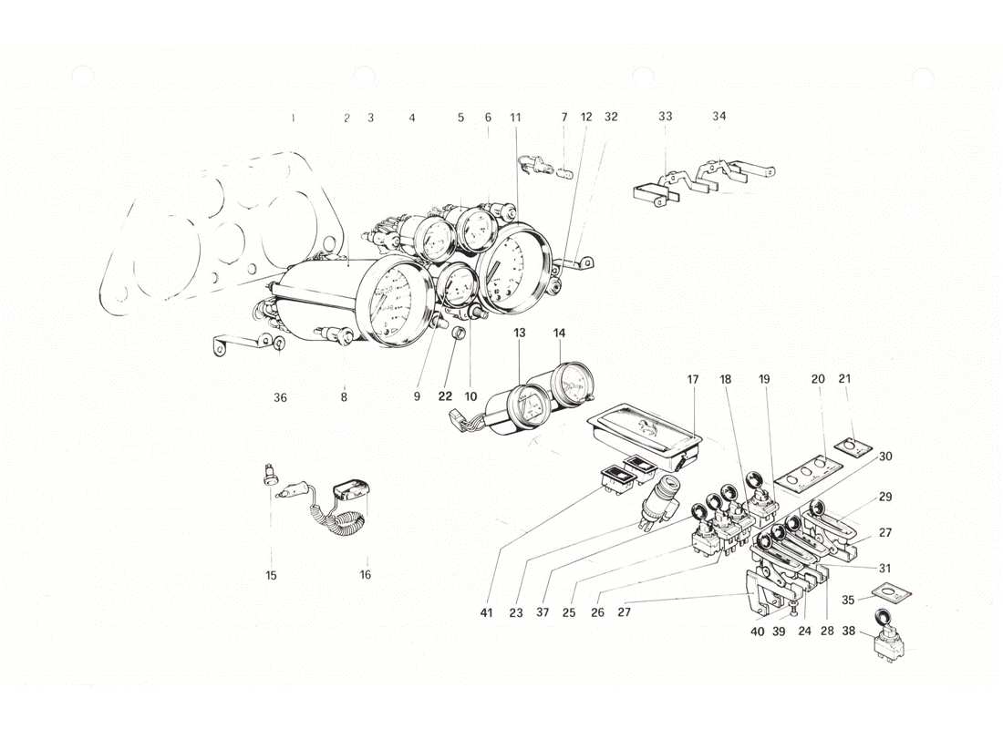Ferrari 208 GTB GTS Instruments and Accessories Part Diagram