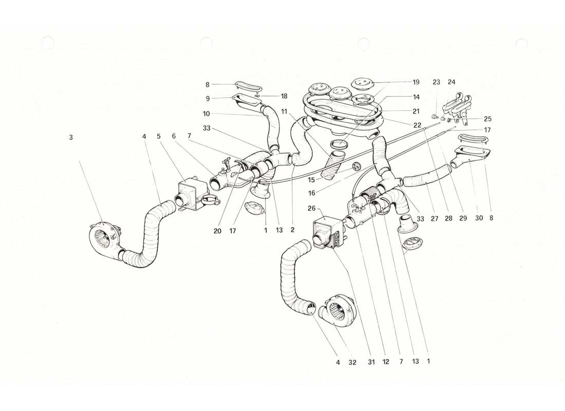 Ferrari 208 GTB GTS Heating System Part Diagram